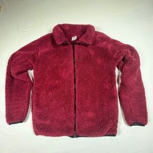 PINK Victoria's Secret‎ Sherpa Fleece Full Zip Jacket Burgundy Maroon Womens XS